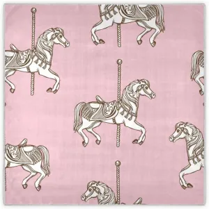 35" Square Neck Scarf Headscarf Lightweight Women Silk Like Curly Headband Tie Sleeping at Night Fashion Bandana Carousel Horse