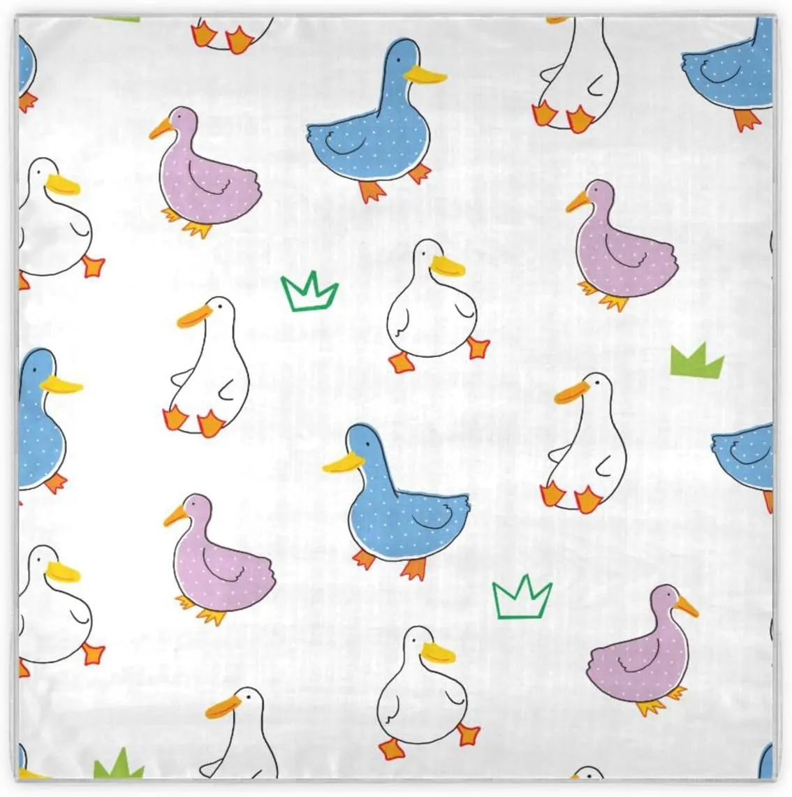 35" Square Neck Scarf Headscarf Lightweight Women Silk Like Curly Headband Tie Sleeping at Night Fashion Bandana Cartoon Duck