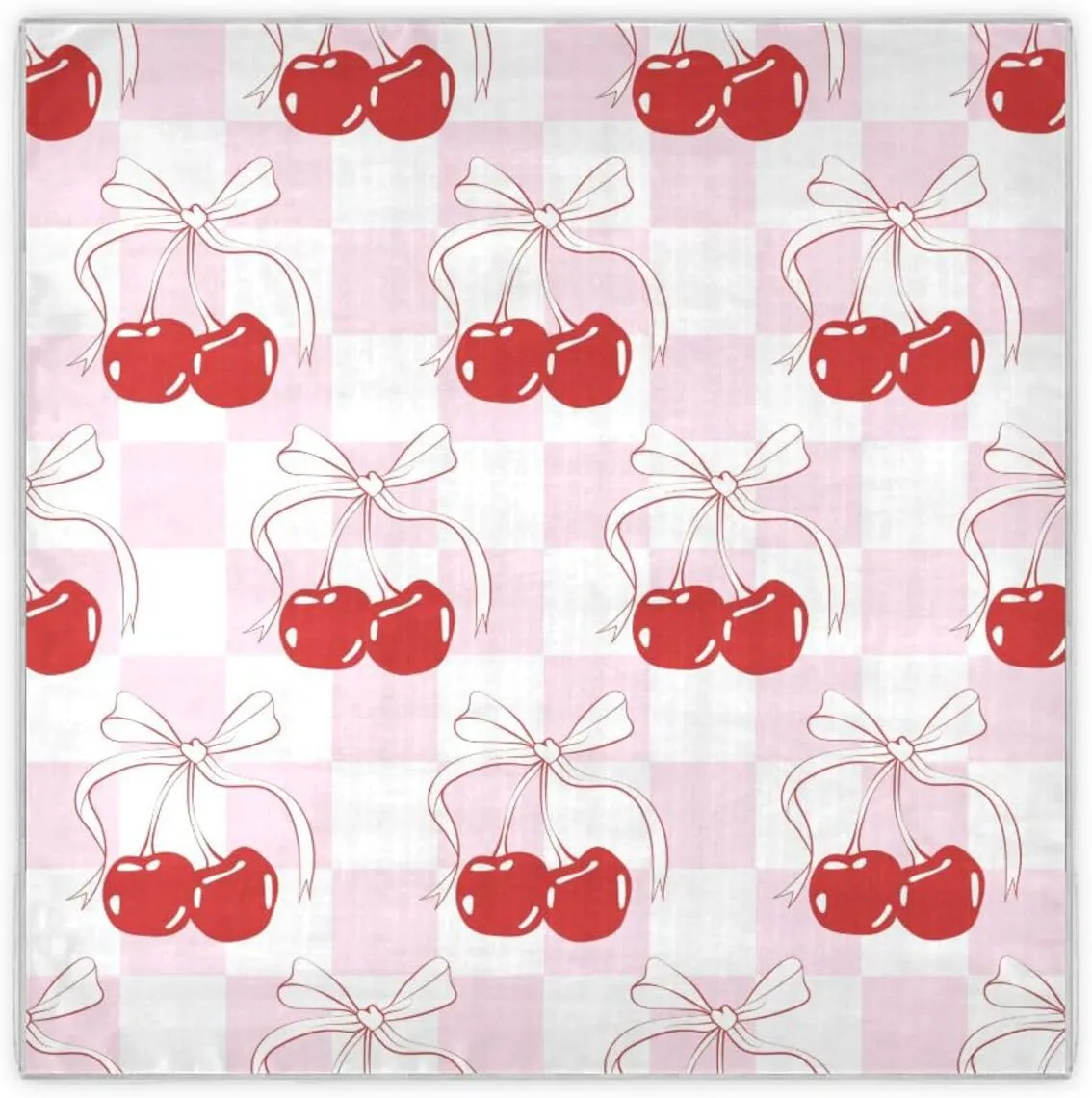 35" Square Neck Scarf Headscarf Lightweight Women Silk Like Curly Headband Tie Sleeping at Night Fashion Bandana Cherry Bow