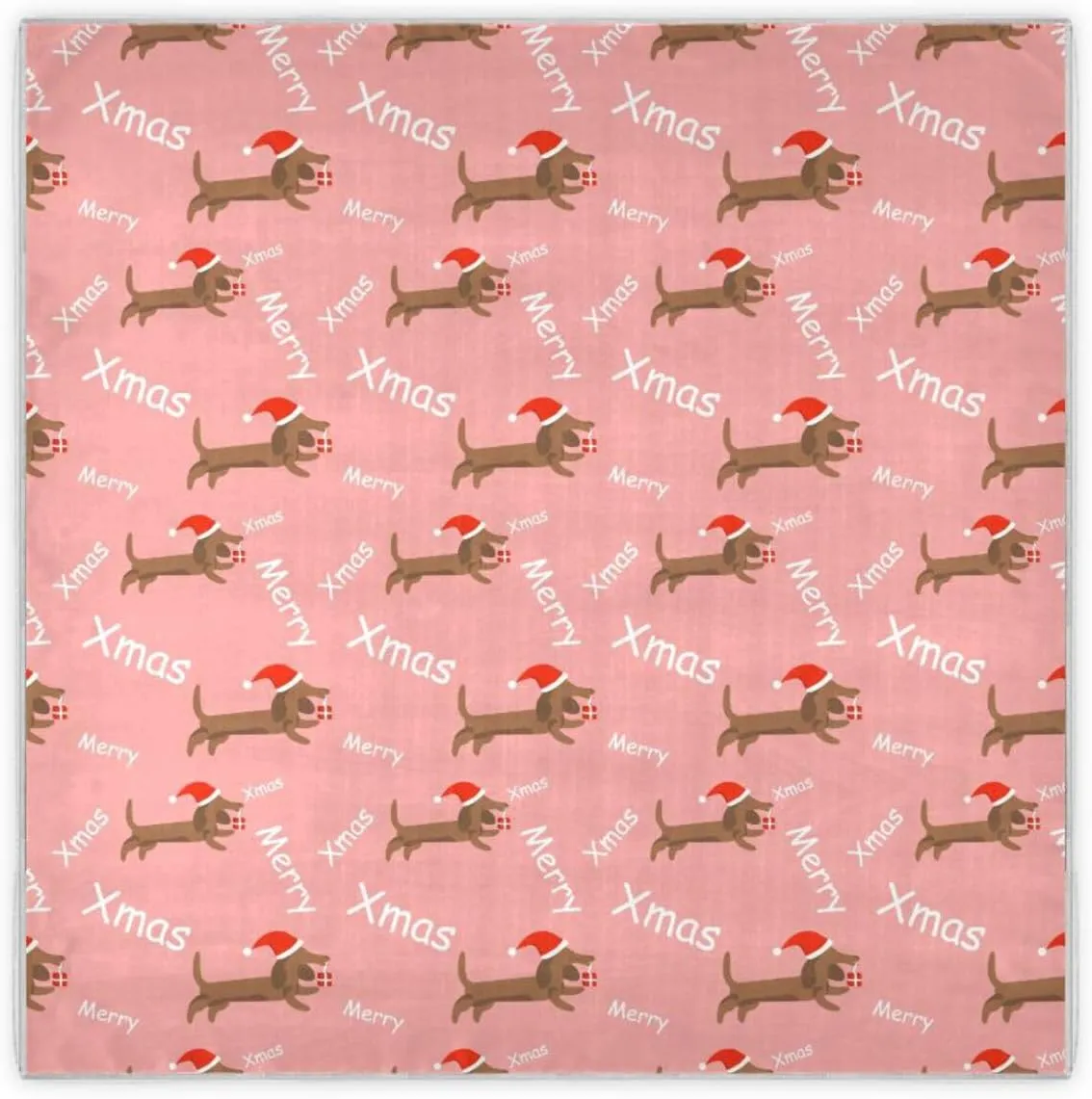 35" Square Neck Scarf Headscarf Lightweight Women Silk Like Curly Headband Tie Sleeping at Night Fashion Bandana Christmas Dogs