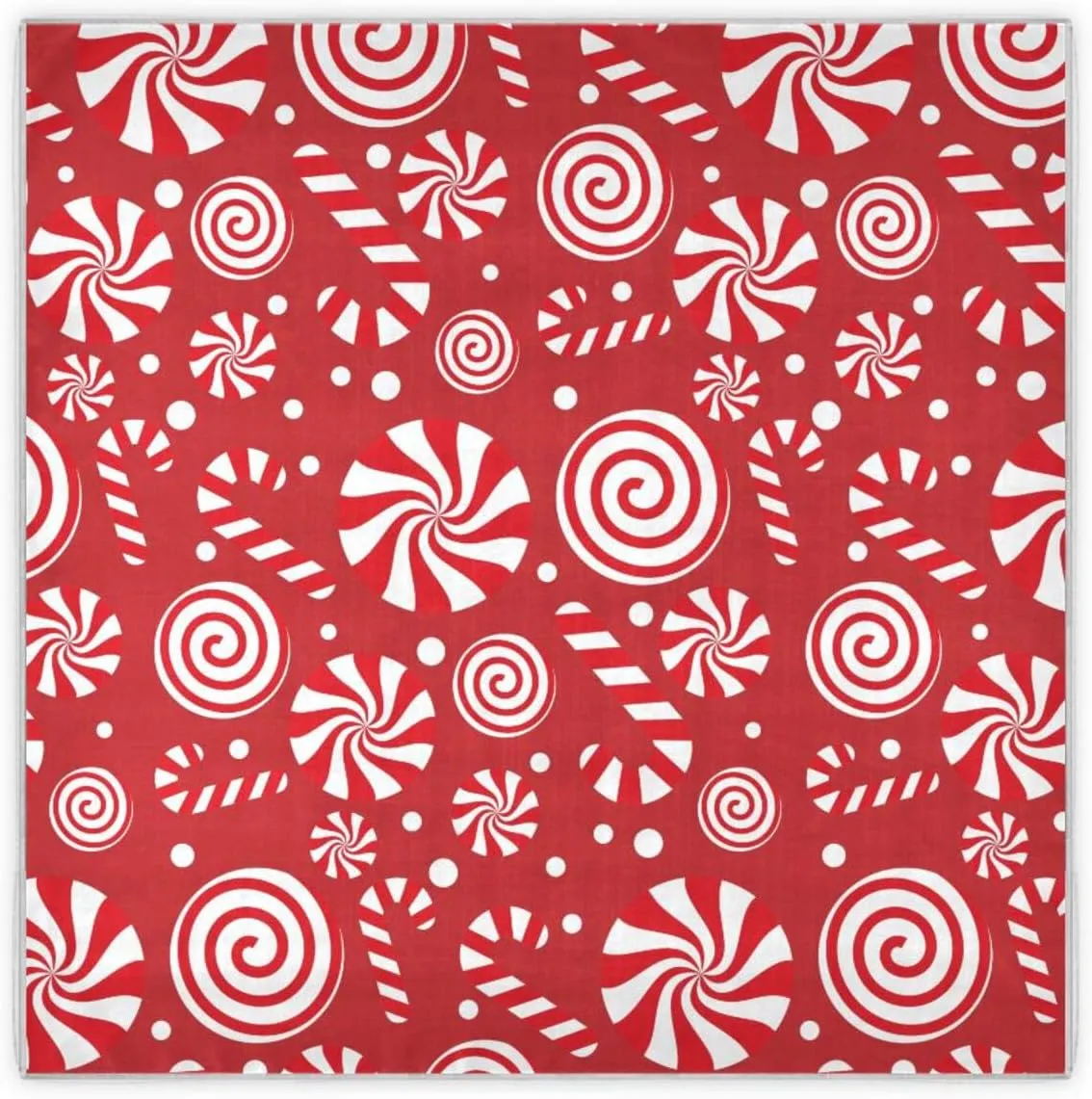 35" Square Neck Scarf Headscarf Lightweight Women Silk Like Curly Headband Tie Sleeping at Night Fashion Bandana Christmas Pattern with Candy