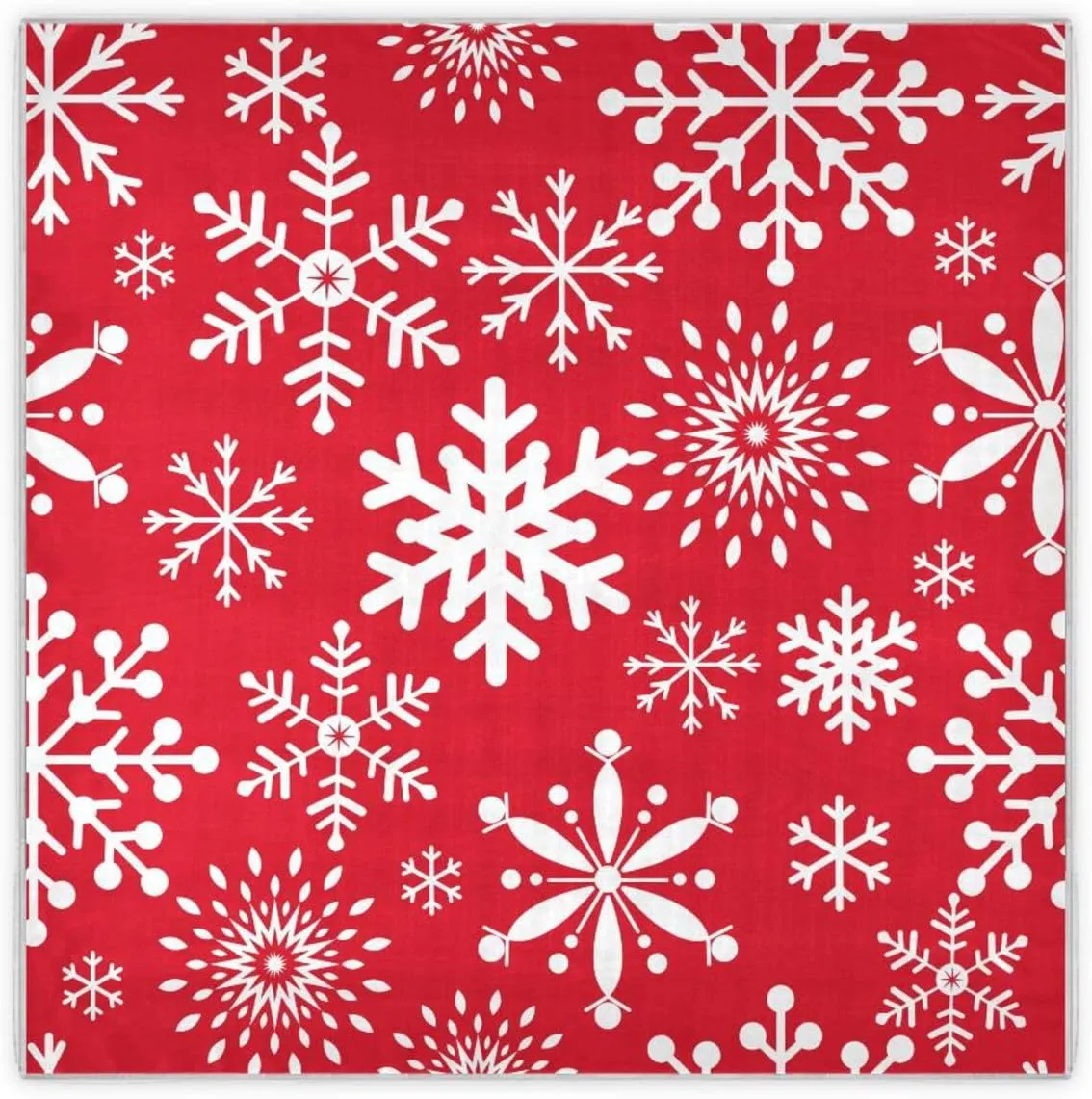 35" Square Neck Scarf Headscarf Lightweight Women Silk Like Curly Headband Tie Sleeping at Night Fashion Bandana Christmas Snowflake