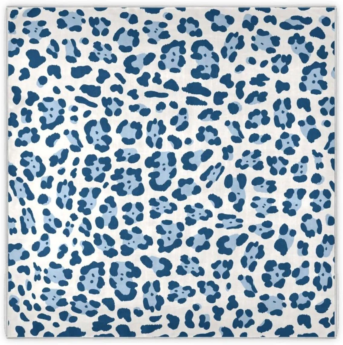 35" Square Neck Scarf Headscarf Lightweight Women Silk Like Curly Headband Tie Sleeping at Night Fashion Bandana Classic Blue Leopard