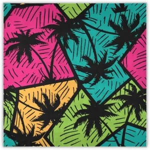 35" Square Neck Scarf Headscarf Lightweight Women Silk Like Curly Headband Tie Sleeping at Night Fashion Bandana Colorful Geometry Palm Trees