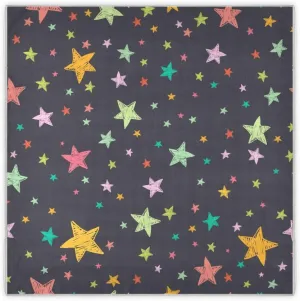 35" Square Neck Scarf Headscarf Lightweight Women Silk Like Curly Headband Tie Sleeping at Night Fashion Bandana Colorful Graffiti Stars