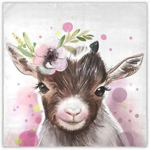 35" Square Neck Scarf Headscarf Lightweight Women Silk Like Curly Headband Tie Sleeping at Night Fashion Bandana Cute Animal Goat