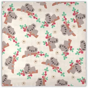 35" Square Neck Scarf Headscarf Lightweight Women Silk Like Curly Headband Tie Sleeping at Night Fashion Bandana Cute Animals Koala