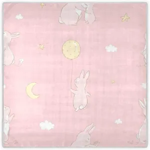 35" Square Neck Scarf Headscarf Lightweight Women Silk Like Curly Headband Tie Sleeping at Night Fashion Bandana Cute Bunny and Mom in Pastel Colors