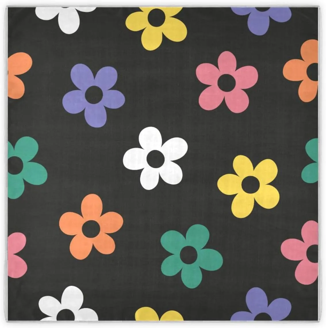 35" Square Neck Scarf Headscarf Lightweight Women Silk Like Curly Headband Tie Sleeping at Night Fashion Bandana Cute Colorful Flowers