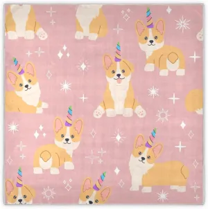 35" Square Neck Scarf Headscarf Lightweight Women Silk Like Curly Headband Tie Sleeping at Night Fashion Bandana Cute Corgi Unicorn