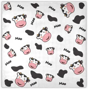 35" Square Neck Scarf Headscarf Lightweight Women Silk Like Curly Headband Tie Sleeping at Night Fashion Bandana Cute Cow Face
