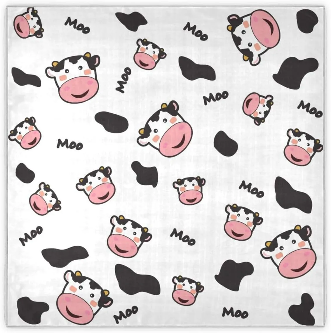 35" Square Neck Scarf Headscarf Lightweight Women Silk Like Curly Headband Tie Sleeping at Night Fashion Bandana Cute Cow Face