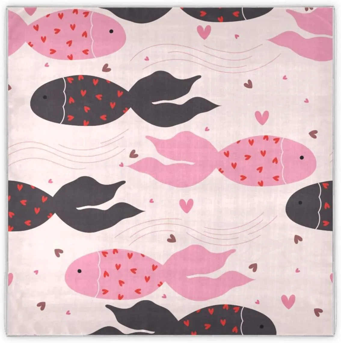 35" Square Neck Scarf Headscarf Lightweight Women Silk Like Curly Headband Tie Sleeping at Night Fashion Bandana Cute Dark and Pink Fish