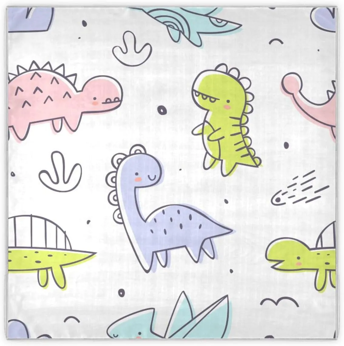 35" Square Neck Scarf Headscarf Lightweight Women Silk Like Curly Headband Tie Sleeping at Night Fashion Bandana Cute Dino