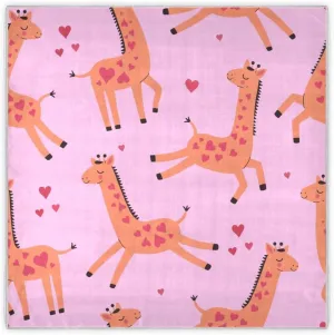 35" Square Neck Scarf Headscarf Lightweight Women Silk Like Curly Headband Tie Sleeping at Night Fashion Bandana Cute Giraffe and Heart