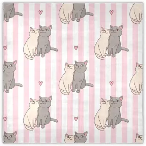 35" Square Neck Scarf Headscarf Lightweight Women Silk Like Curly Headband Tie Sleeping at Night Fashion Bandana Cute Hugging Cats