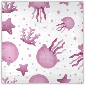 35" Square Neck Scarf Headscarf Lightweight Women Silk Like Curly Headband Tie Sleeping at Night Fashion Bandana Cute Marine Creatures