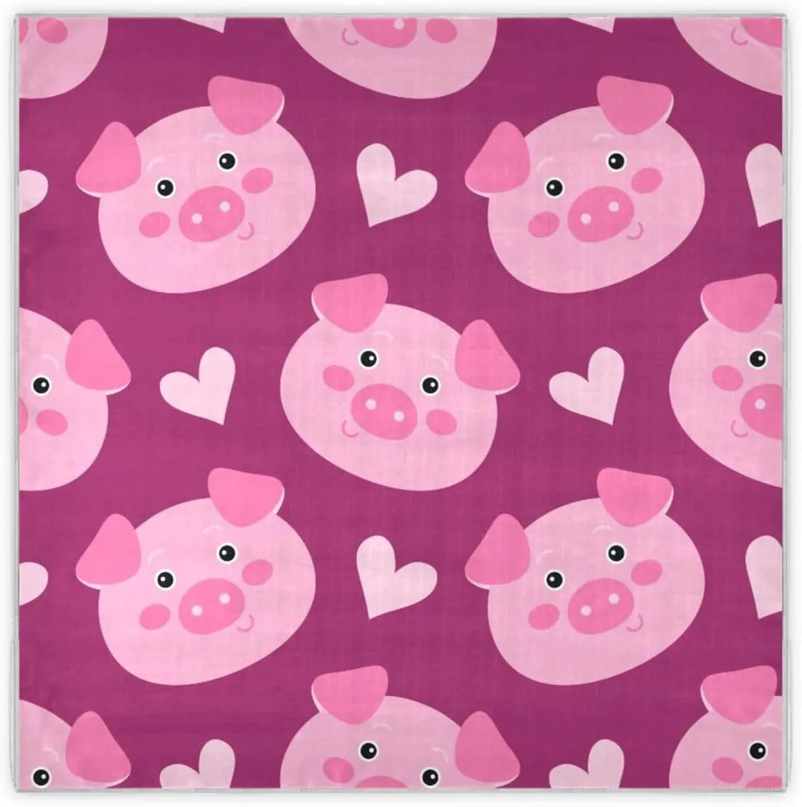 35" Square Neck Scarf Headscarf Lightweight Women Silk Like Curly Headband Tie Sleeping at Night Fashion Bandana Cute Pig Cartoon