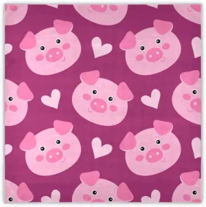 35" Square Neck Scarf Headscarf Lightweight Women Silk Like Curly Headband Tie Sleeping at Night Fashion Bandana Cute Pig Cartoon