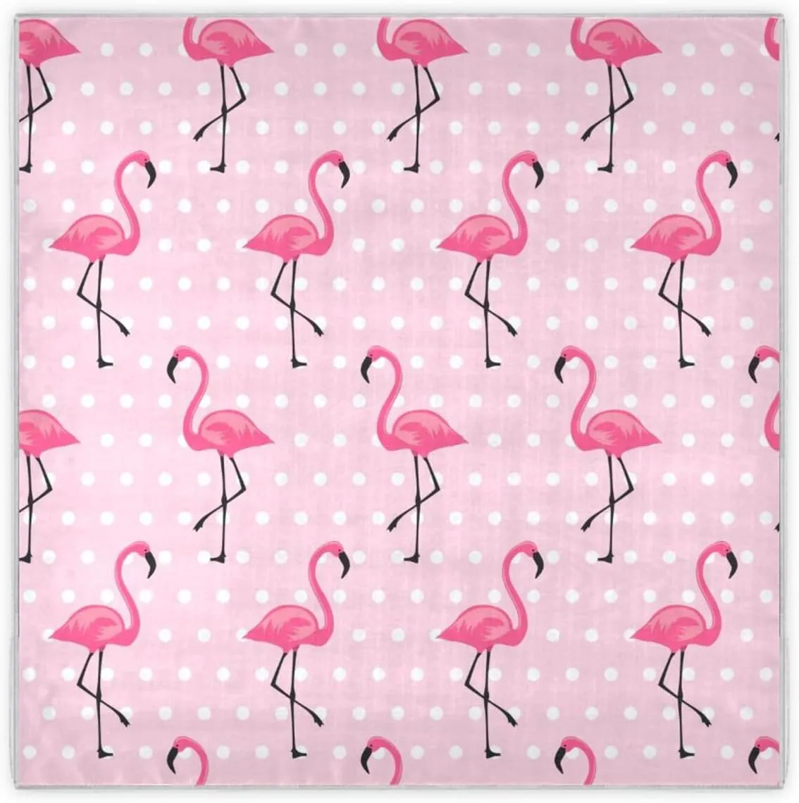 35" Square Neck Scarf Headscarf Lightweight Women Silk Like Curly Headband Tie Sleeping at Night Fashion Bandana Cute Pink Flamingo