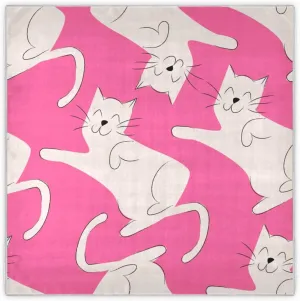 35" Square Neck Scarf Headscarf Lightweight Women Silk Like Curly Headband Tie Sleeping at Night Fashion Bandana Cute Simple Cat