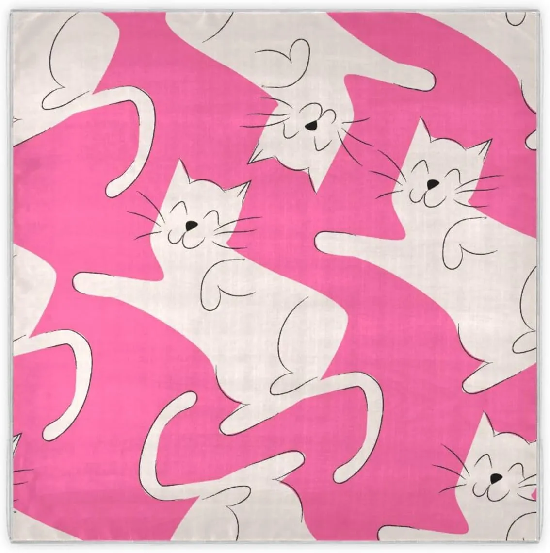 35" Square Neck Scarf Headscarf Lightweight Women Silk Like Curly Headband Tie Sleeping at Night Fashion Bandana Cute Simple Cat