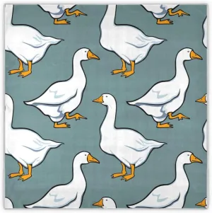 35" Square Neck Scarf Headscarf Lightweight Women Silk Like Curly Headband Tie Sleeping at Night Fashion Bandana Cute White Geese