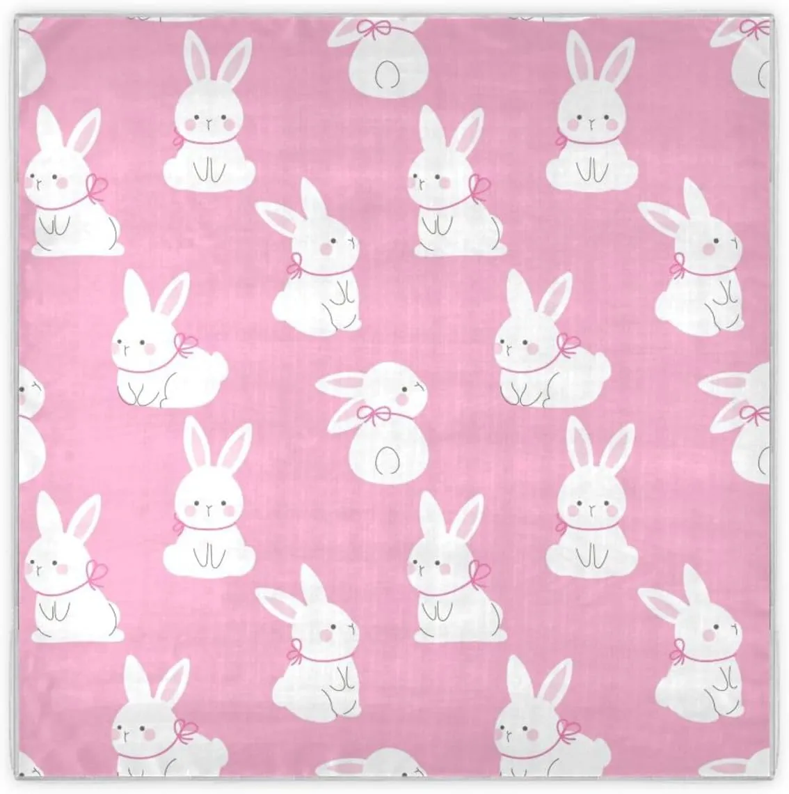 35" Square Neck Scarf Headscarf Lightweight Women Silk Like Curly Headband Tie Sleeping at Night Fashion Bandana Cute White Rabbit