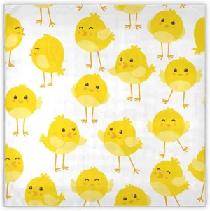 35" Square Neck Scarf Headscarf Lightweight Women Silk Like Curly Headband Tie Sleeping at Night Fashion Bandana Cute Yellow Chickens