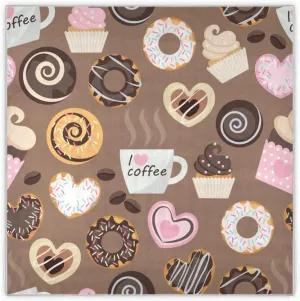 35" Square Neck Scarf Headscarf Lightweight Women Silk Like Curly Headband Tie Sleeping at Night Fashion Bandana Dessert and Coffee