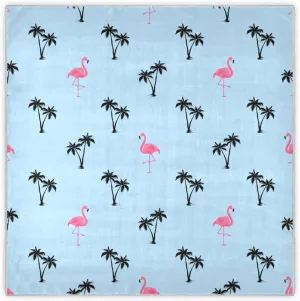 35" Square Neck Scarf Headscarf Lightweight Women Silk Like Curly Headband Tie Sleeping at Night Fashion Bandana Flamingo Tropical Palm Tree