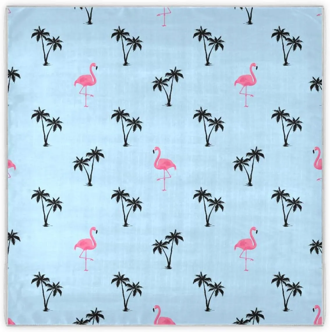 35" Square Neck Scarf Headscarf Lightweight Women Silk Like Curly Headband Tie Sleeping at Night Fashion Bandana Flamingo Tropical Palm Tree