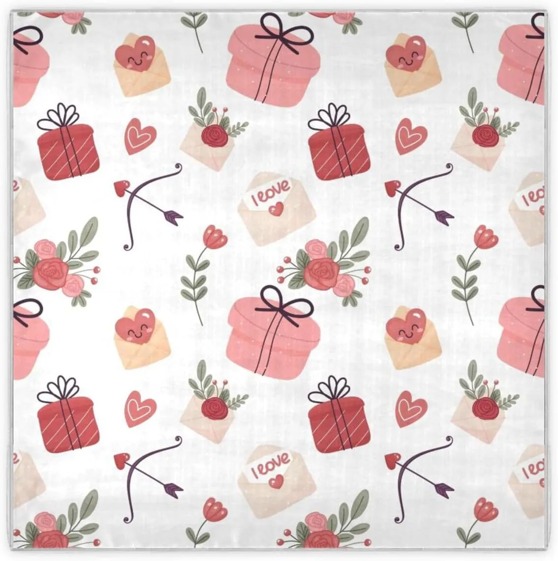 35" Square Neck Scarf Headscarf Lightweight Women Silk Like Curly Headband Tie Sleeping at Night Fashion Bandana Flowers Hearts and Letters