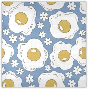 35" Square Neck Scarf Headscarf Lightweight Women Silk Like Curly Headband Tie Sleeping at Night Fashion Bandana Fried Eggs