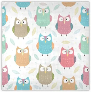 35" Square Neck Scarf Headscarf Lightweight Women Silk Like Curly Headband Tie Sleeping at Night Fashion Bandana Funny Animal Owls