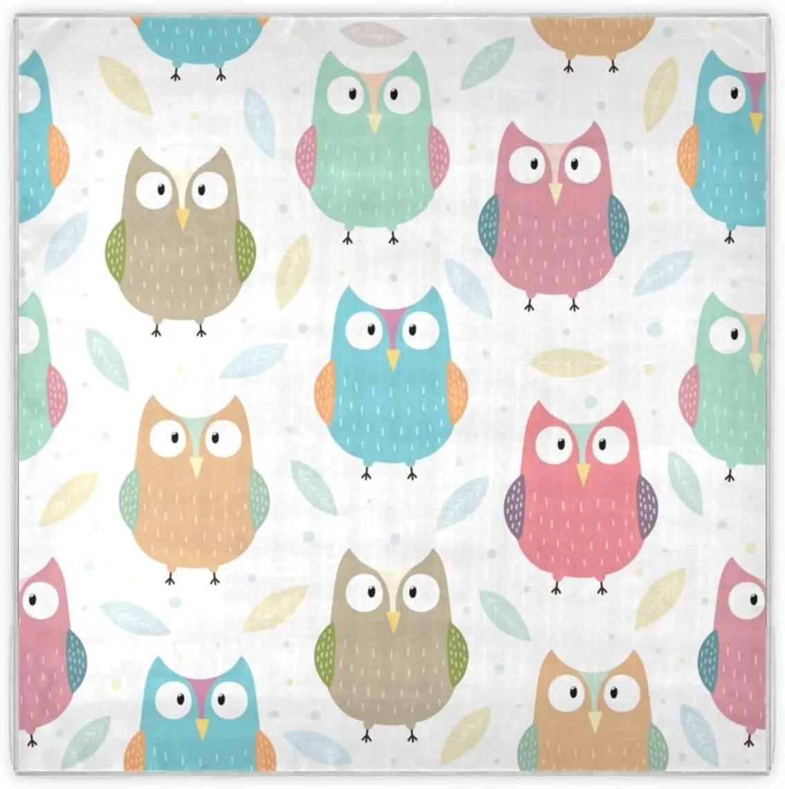35" Square Neck Scarf Headscarf Lightweight Women Silk Like Curly Headband Tie Sleeping at Night Fashion Bandana Funny Animal Owls