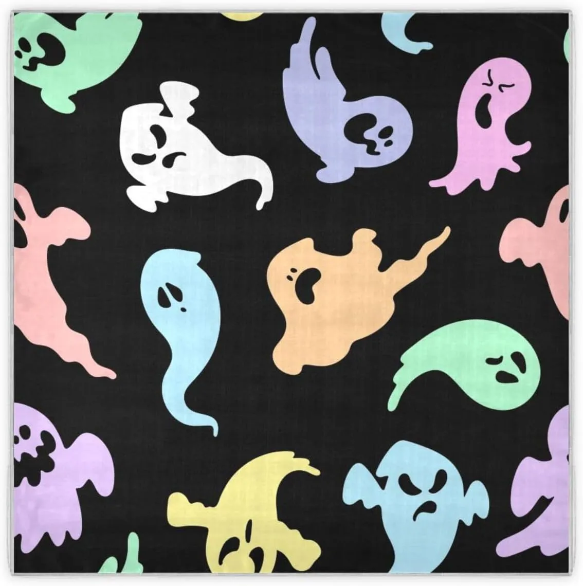 35" Square Neck Scarf Headscarf Lightweight Women Silk Like Curly Headband Tie Sleeping at Night Fashion Bandana Ghost