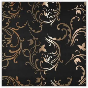 35" Square Neck Scarf Headscarf Lightweight Women Silk Like Curly Headband Tie Sleeping at Night Fashion Bandana Gold on Black Pattern