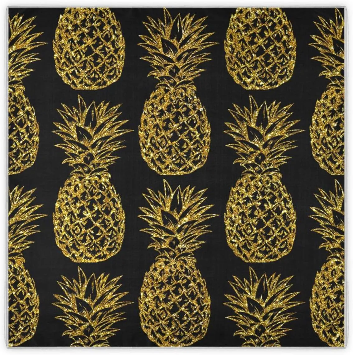 35" Square Neck Scarf Headscarf Lightweight Women Silk Like Curly Headband Tie Sleeping at Night Fashion Bandana Gold Pineapples