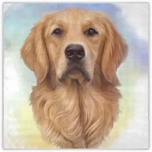 35" Square Neck Scarf Headscarf Lightweight Women Silk Like Curly Headband Tie Sleeping at Night Fashion Bandana Golden Retriever Painting