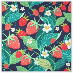 35" Square Neck Scarf Headscarf Lightweight Women Silk Like Curly Headband Tie Sleeping at Night Fashion Bandana Green Leaves Red Strawberries