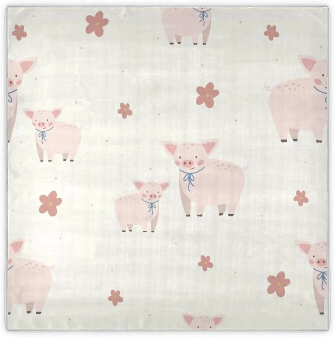 35" Square Neck Scarf Headscarf Lightweight Women Silk Like Curly Headband Tie Sleeping at Night Fashion Bandana Hand Drawn Cute Pigs Kids