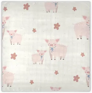 35" Square Neck Scarf Headscarf Lightweight Women Silk Like Curly Headband Tie Sleeping at Night Fashion Bandana Hand Drawn Cute Pigs Kids