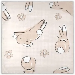 35" Square Neck Scarf Headscarf Lightweight Women Silk Like Curly Headband Tie Sleeping at Night Fashion Bandana Hand Drawn Cute Rabbits