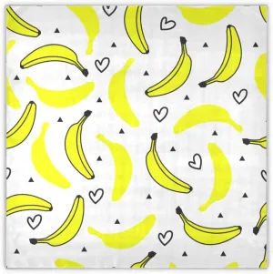 35" Square Neck Scarf Headscarf Lightweight Women Silk Like Curly Headband Tie Sleeping at Night Fashion Bandana Heart Bananas