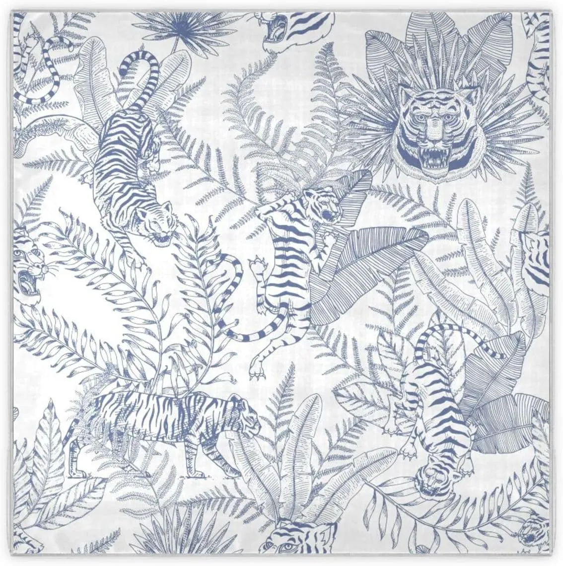 35" Square Neck Scarf Headscarf Lightweight Women Silk Like Curly Headband Tie Sleeping at Night Fashion Bandana Japanese Tigers