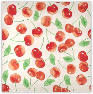 35" Square Neck Scarf Headscarf Lightweight Women Silk Like Curly Headband Tie Sleeping at Night Fashion Bandana Juicy Watercolor Cherries
