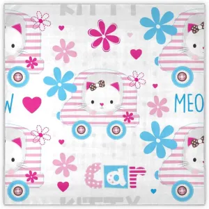 35" Square Neck Scarf Headscarf Lightweight Women Silk Like Curly Headband Tie Sleeping at Night Fashion Bandana Kawaii Cat
