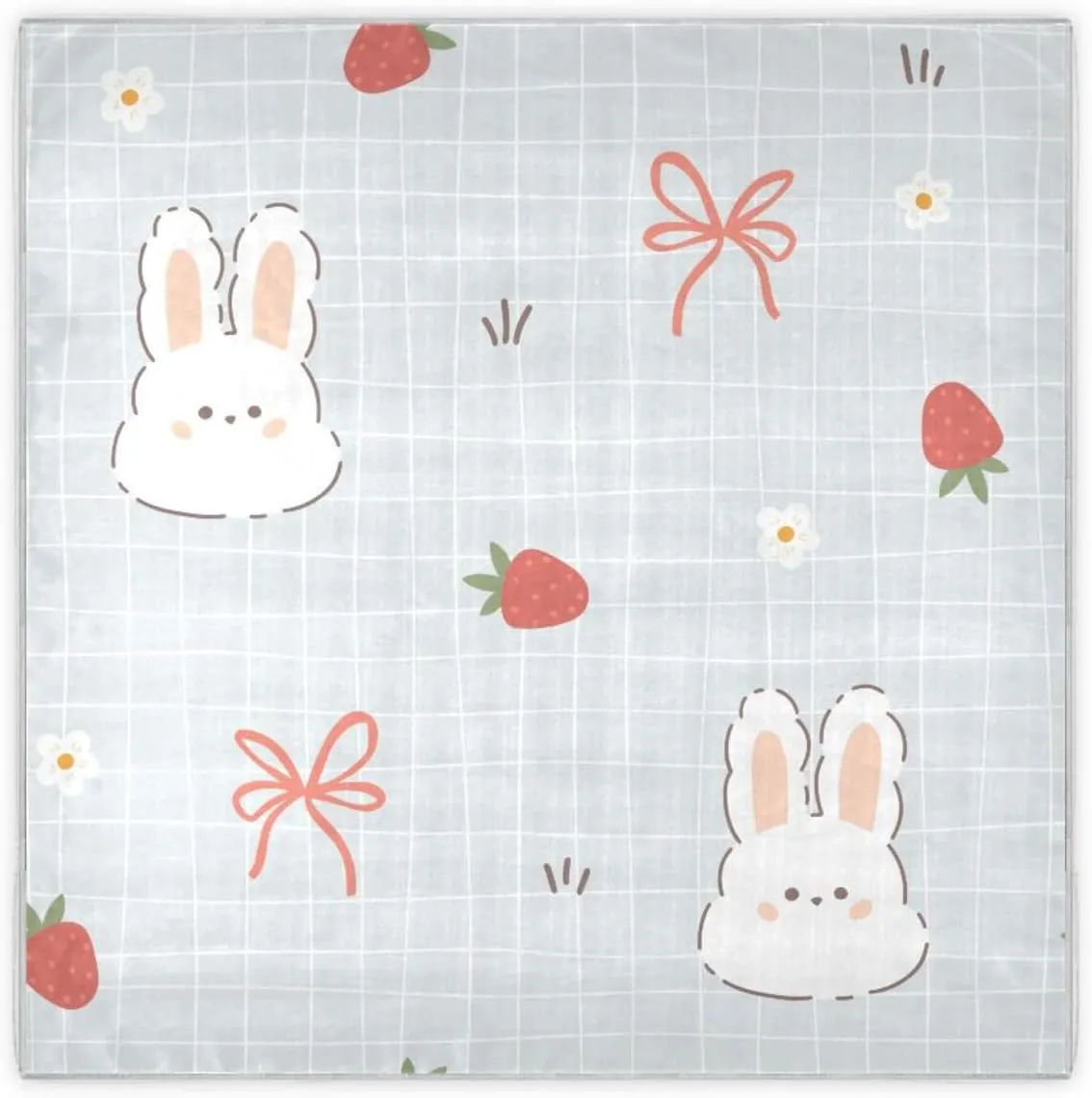 35" Square Neck Scarf Headscarf Lightweight Women Silk Like Curly Headband Tie Sleeping at Night Fashion Bandana Kawaii Hare Rabbit