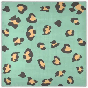35" Square Neck Scarf Headscarf Lightweight Women Silk Like Curly Headband Tie Sleeping at Night Fashion Bandana Leopard Green Print